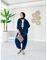 %100 pamuk yıkamalı şalvar lacivert 3