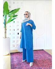 leis %100 pamuk tunik mavi