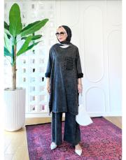 leis %100 pamuk tunik siyah 3