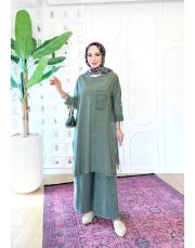 leis %100 pamuk tunik haki