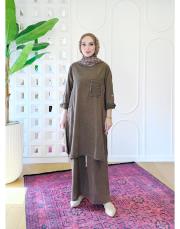 leis %100 pamuk tunik kahve