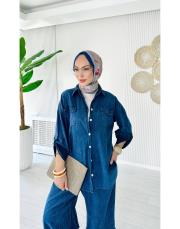 esta %100 pamuk gömlek lacivert 2