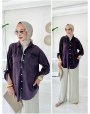 esta %100 pamuk gömlek mor