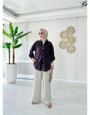 esta %100 pamuk gömlek mor 2