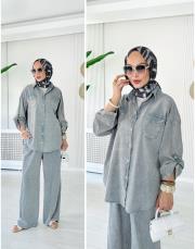 esta %100 pamuk gömlek gri