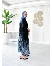 linda ithal tokalı keten elbise siyah 2