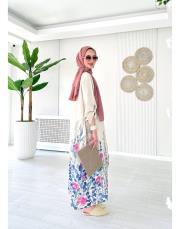 linda ithal tokalı keten elbise taş