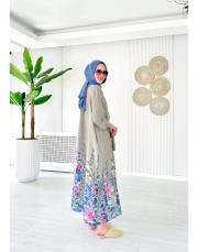 linda ithal tokalı keten elbise vizon 2