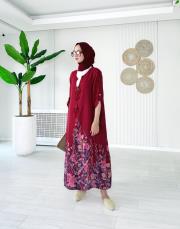 linda ithal tokalı keten elbise bordo 2