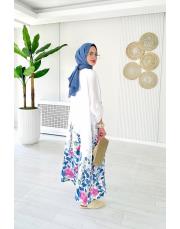 linda ithal tokalı keten elbise ekru 2