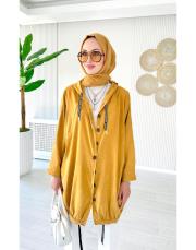 211780 elena salaş kapşonlu kap hardal 2