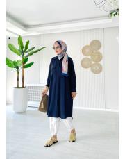 maski kırınkıl oversize gömlek lacivert