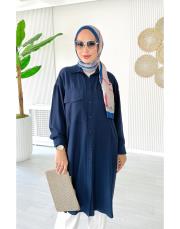 maski kırınkıl oversize gömlek lacivert 2