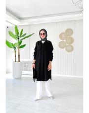 maski kırınkıl oversize gömlek siyah 2