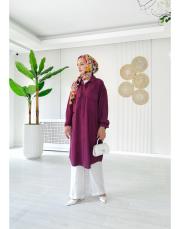 maski kırınkıl oversize gömlek bordo 2