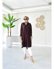 maski kırınkıl oversize gömlek kahve 2