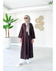 santorini gömlek elbise kahve 2