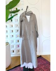 vega ithal keten elbise tunik vizon
