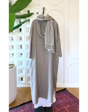 vega ithal keten elbise tunik vizon 2