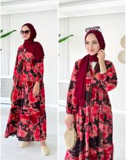 batik elbise kırmızı