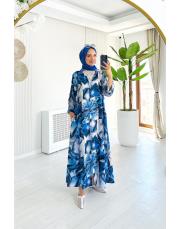 kosif viskon gömlek elbise mavi 2