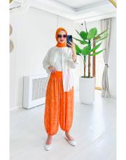 hipnoz ithal viskon şalvar pantolon turuncu 2