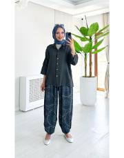 çarkıfelek ithal viskon şalvar  pantolon antrasit 2