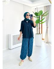 nilia ithal  şalvar pantolon turkuaz 2