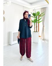 nilia ithal  şalvar pantolon bordo