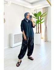 nostalji ithal viskon şalvar pantolon siyah