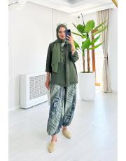 nostalji ithal viskon şalvar pantolon haki