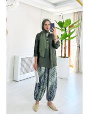 nostalji ithal viskon şalvar pantolon haki 2