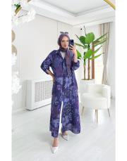 alinor ithal payetli keten gömlek mor