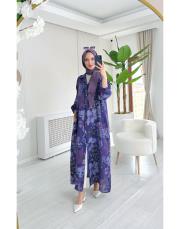 alinor ithal payetli keten gömlek mor 2