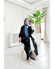 alinor ithal payetli keten gömlek siyah