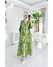 alinor ithal payetli keten gömlek yeşil