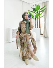 alinor ithal payetli keten gömlek camel 2