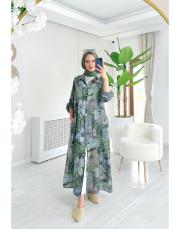 alinor ithal payetli keten gömlek haki 2