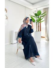 farah ithal etekli keten takım lacivert