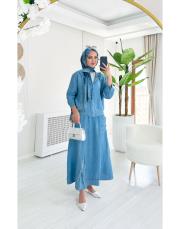 farah ithal etekli keten takım mavi 2