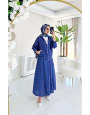 farah ithal etekli keten takım mor