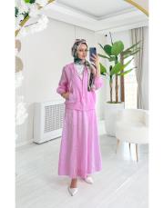farah ithal etekli keten takım pembe 2