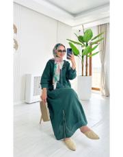 farah ithal etekli keten takım zümrüt