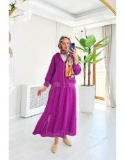 farah ithal etekli keten takım menekşe