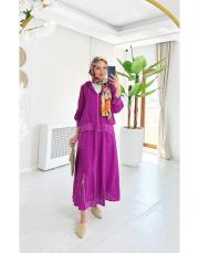 farah ithal etekli keten takım menekşe 2