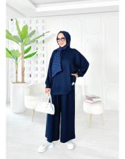 akil oysho pantolon etekli takım lacivert 2