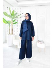 akil oysho pantolon etekli takım lacivert 3