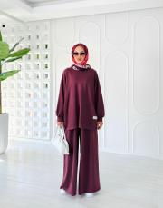 akil pantolon etekli takım mürdüm 2