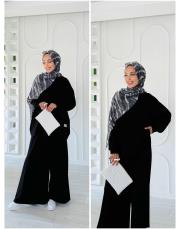 akil pantolon etekli takım siyah