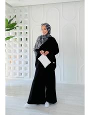 akil pantolon etekli takım siyah 2